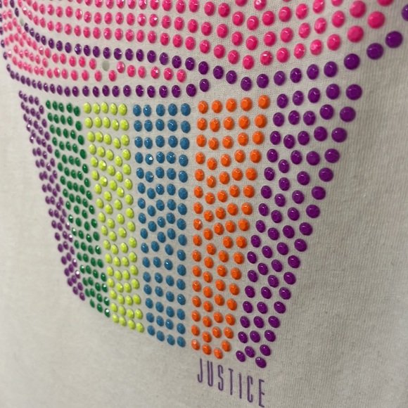 Justice Girls' short sleeve Tee, 14, raised colorful cupcake 'beads'  good cond. - Picture 4 of 6